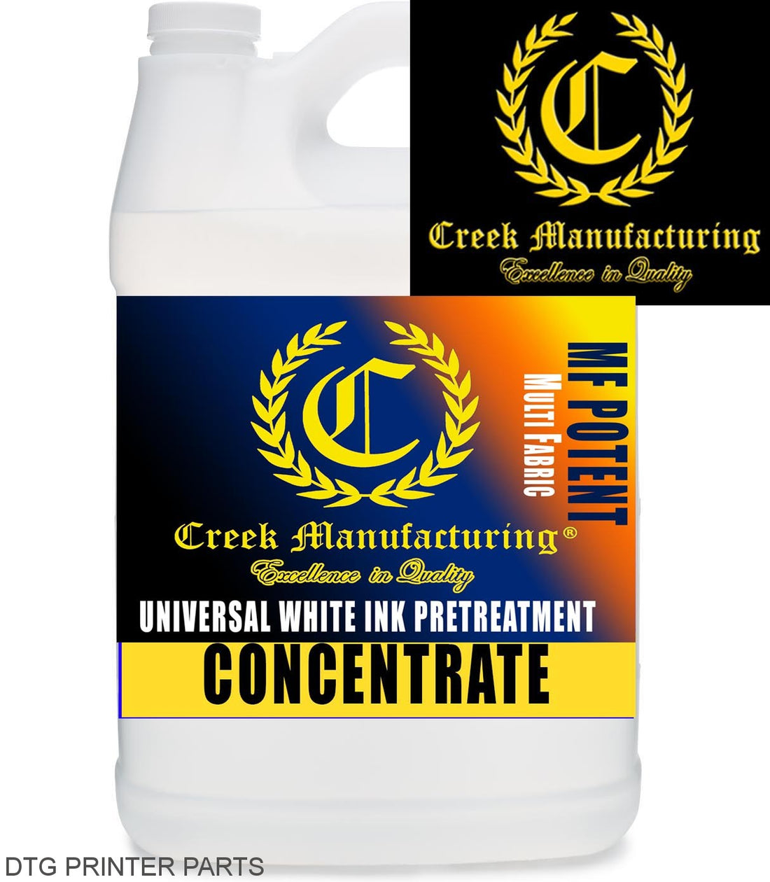 DTG Pre-Treatment - Creek MF-Multi Fabric POTENT UNIVERSAL DARK WHITE INK Pretreat (CONCENTRATE)